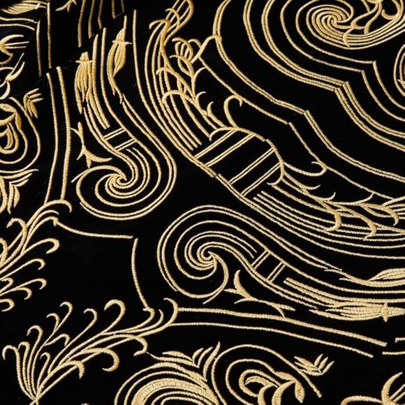 NEW Men's Court Prince Black Velvet Gold Embroidery Blazer Suit Jacket SZ S - Picture 3 of 6